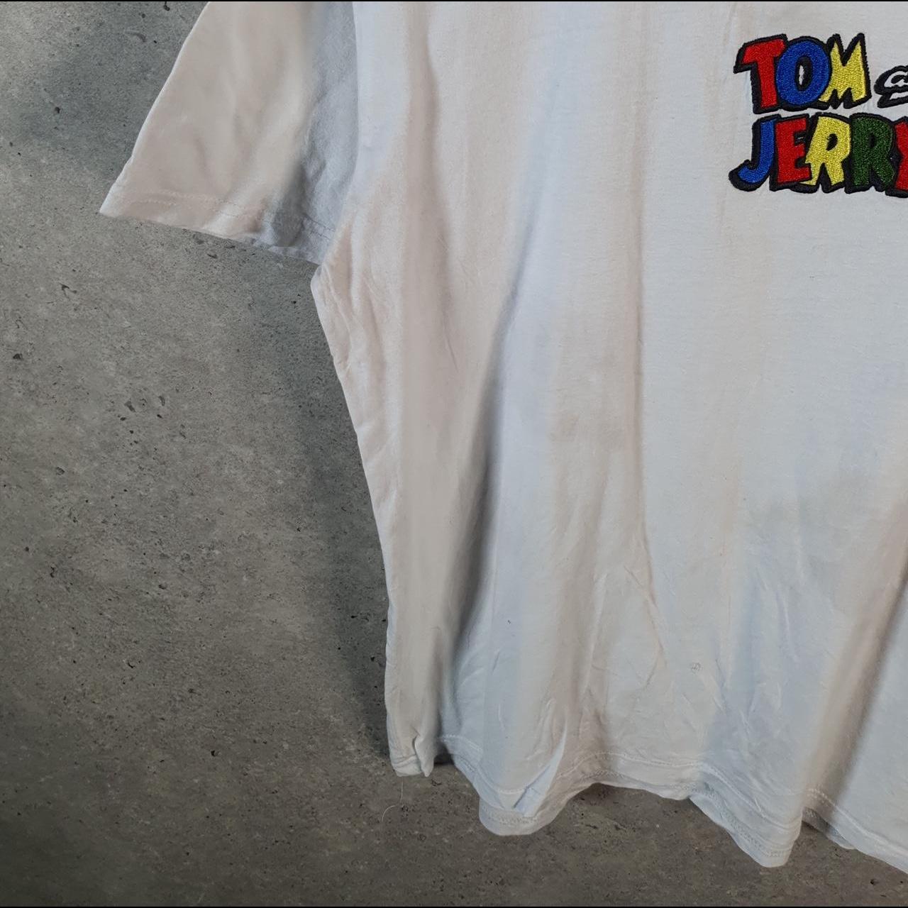 Vintage Tom & Jerry 90s T Shirt Shirt Men’s Small White Embroidered Graphic Cartoon