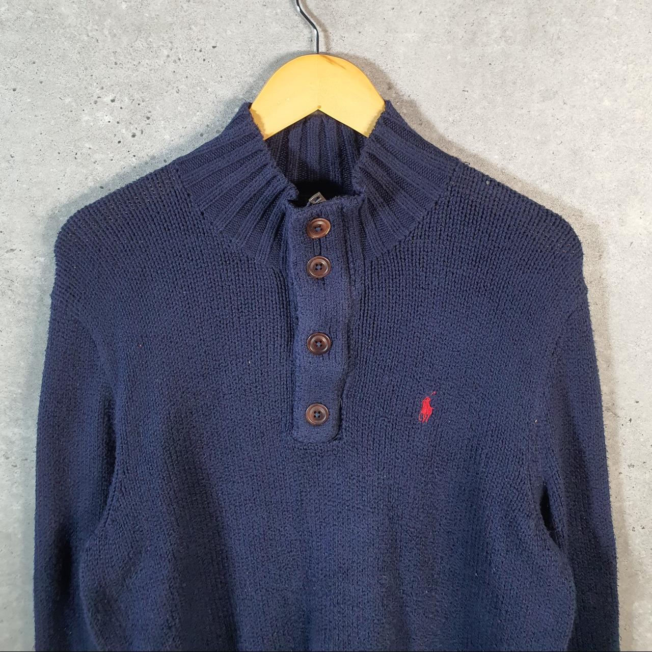 Vintage Ralph Lauren Polo 1/4 Button Sweatshirt Men’s Medium Blue Pullover Pony C8862