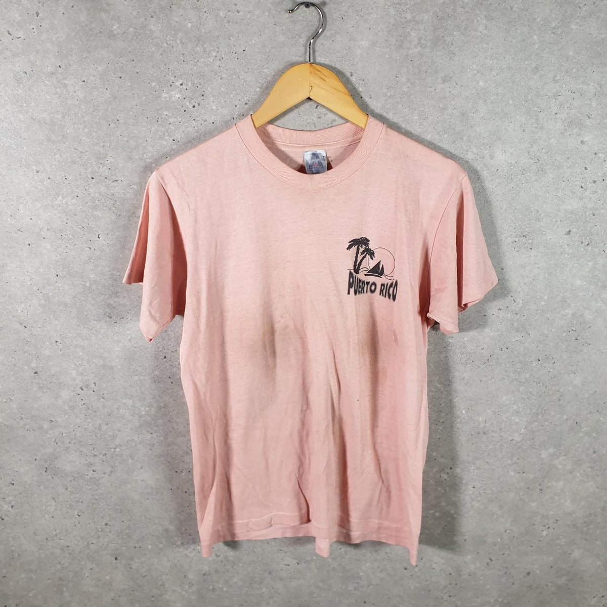 Vintage Puerto Rico Monumentos Historicos Graphic 90s USA Single Stitch T Shirt Men’s M Pink