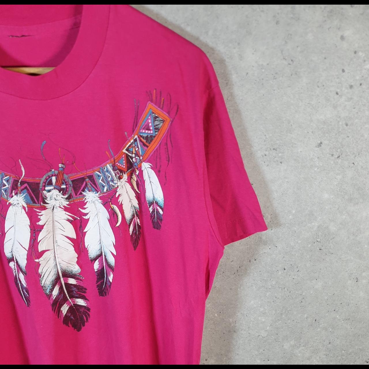Vintage Feathers Graphic 90s Single Stitch T Shirt Men’s Medium Pink