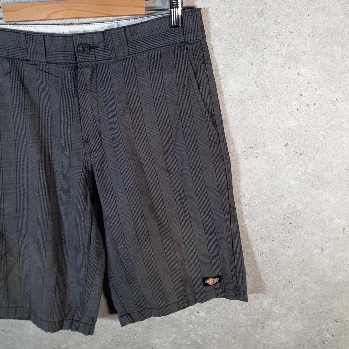 Vintage Dickies Baggy Chino Shorts Jorts Cargo Mens W32 Grey Checkered Regular Fit