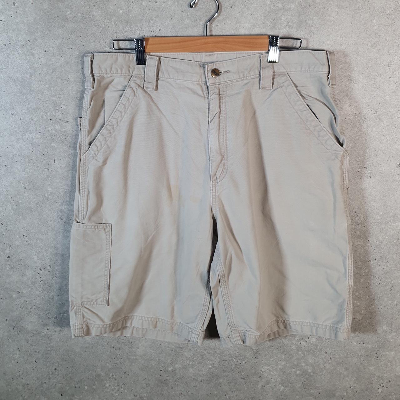 Vintage Carhartt Baggy Carpenter Shorts Jorts Cargo Men’s W36 Beige Original Fit Workwear Big Fish Vintage