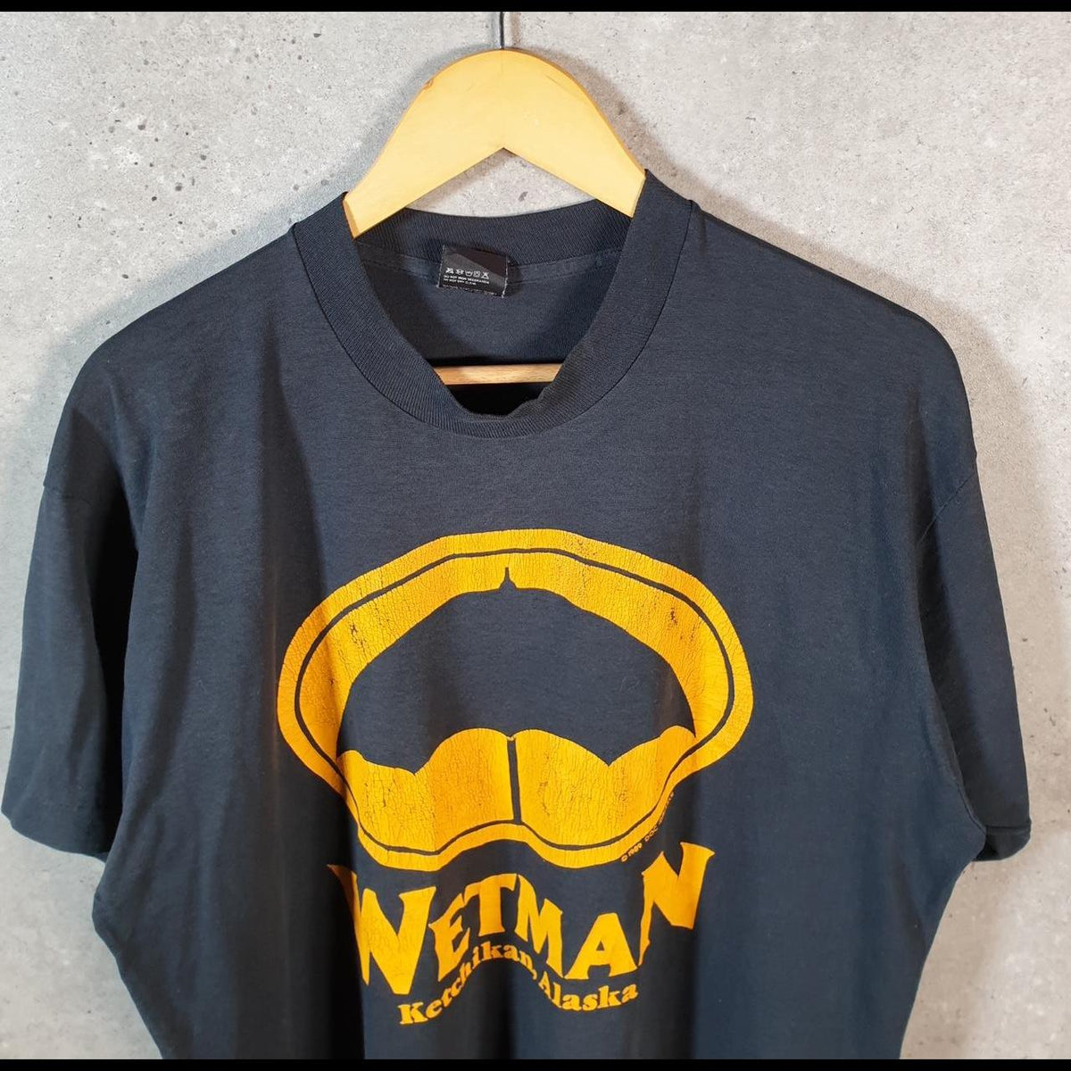 Vintage Screen Stars 1989 Wetman Alaska USA Single Stitch T Shirt Men’s XL Black C9412
