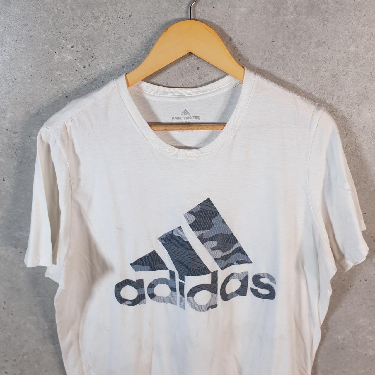 Vintage Adidas Amplifier T Shirt Shirt Men’s Large White Three Stripes Logo Athletic C9881