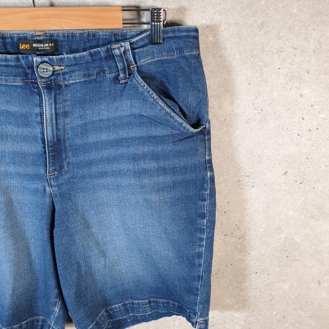 Vintage Lee Baggy Shorts Jorts Cargo Womens W34 Blue Relaxed Denim