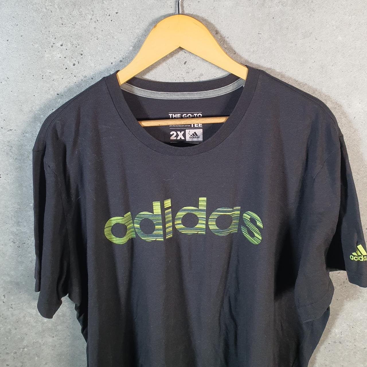 Vintage Adidas Go Tee T Shirt Shirt Men’s 2XL Black Three Stripes Logo Athletic C9734