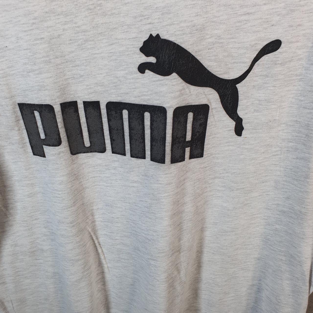 Vintage Puma Spellout T Shirt Men’s Medium Grey sports Logo Athletic