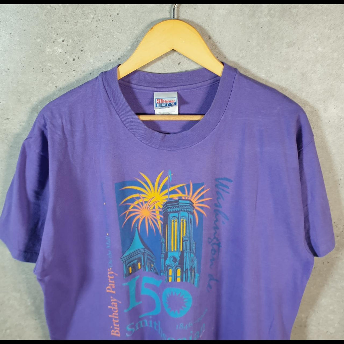 Vintage Hanes Washington DC 1996 Single Stitch T Shirt Men’s Large Purple C9558