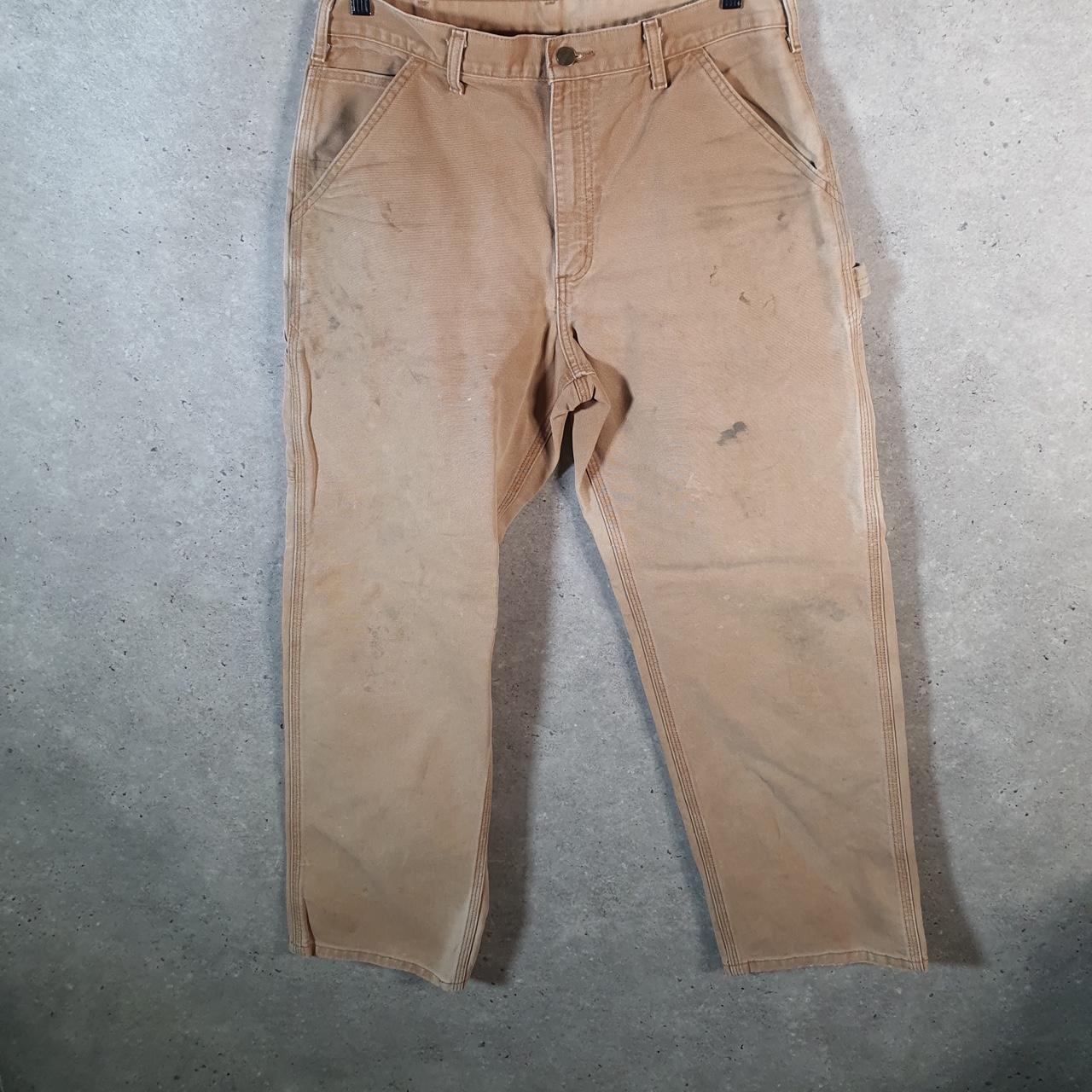 Vintage Carhartt Carpenter Trousers Mens W34 L32 Brown Dungaree Fit Workwear