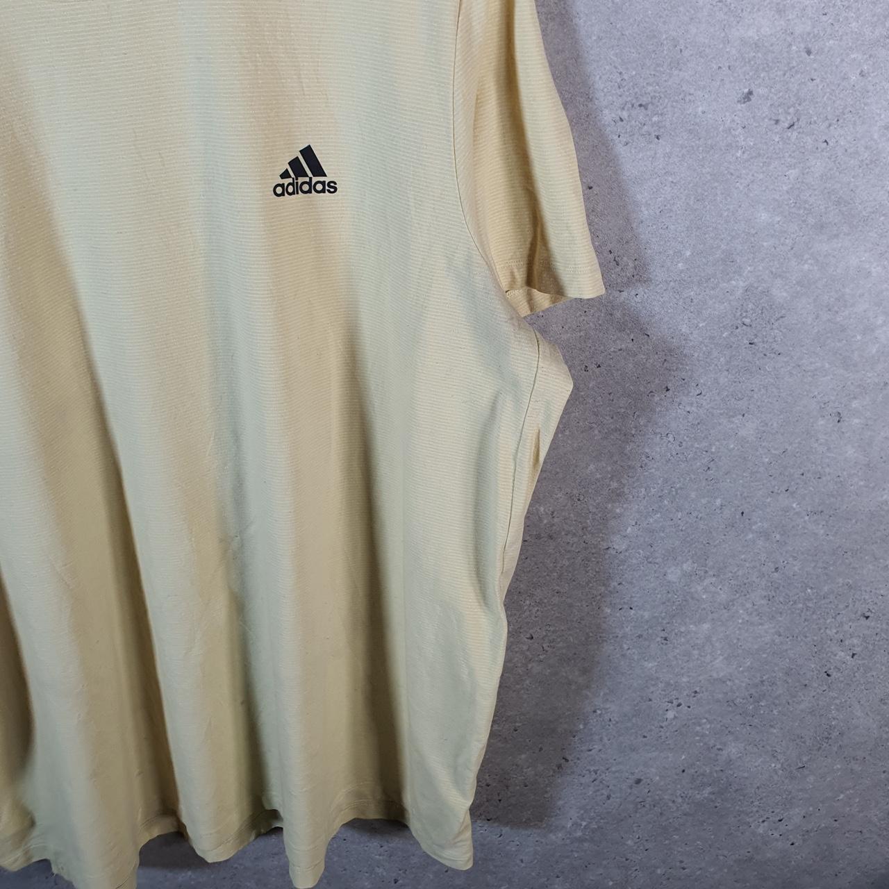 Vintage Adidas Spellout Retro T Shirt Men’s XL Yellow Three Stripes Logo