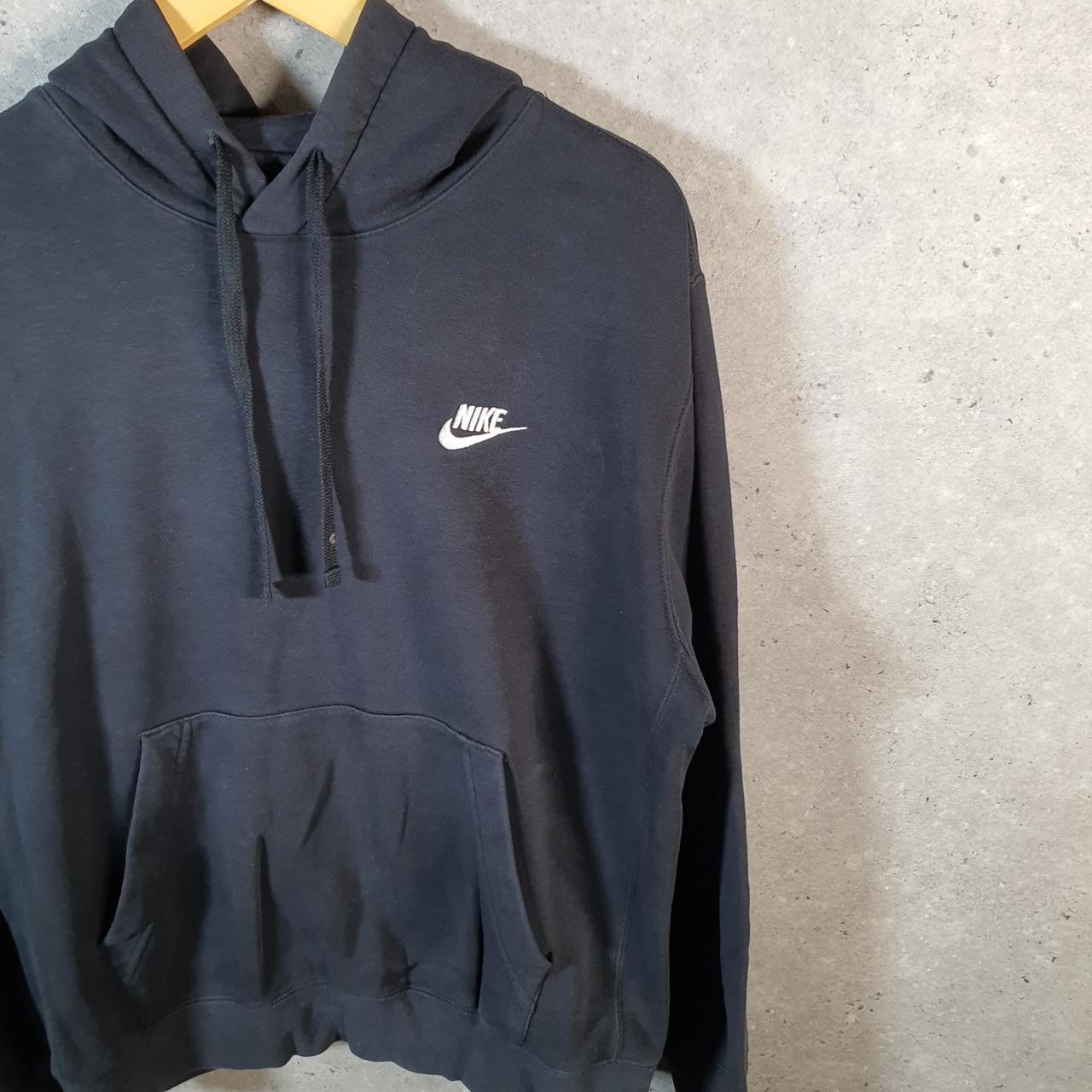 Vintage Nike Club Embroidered Hoodie Men’s Medium Black Swoosh Y2K Pullover