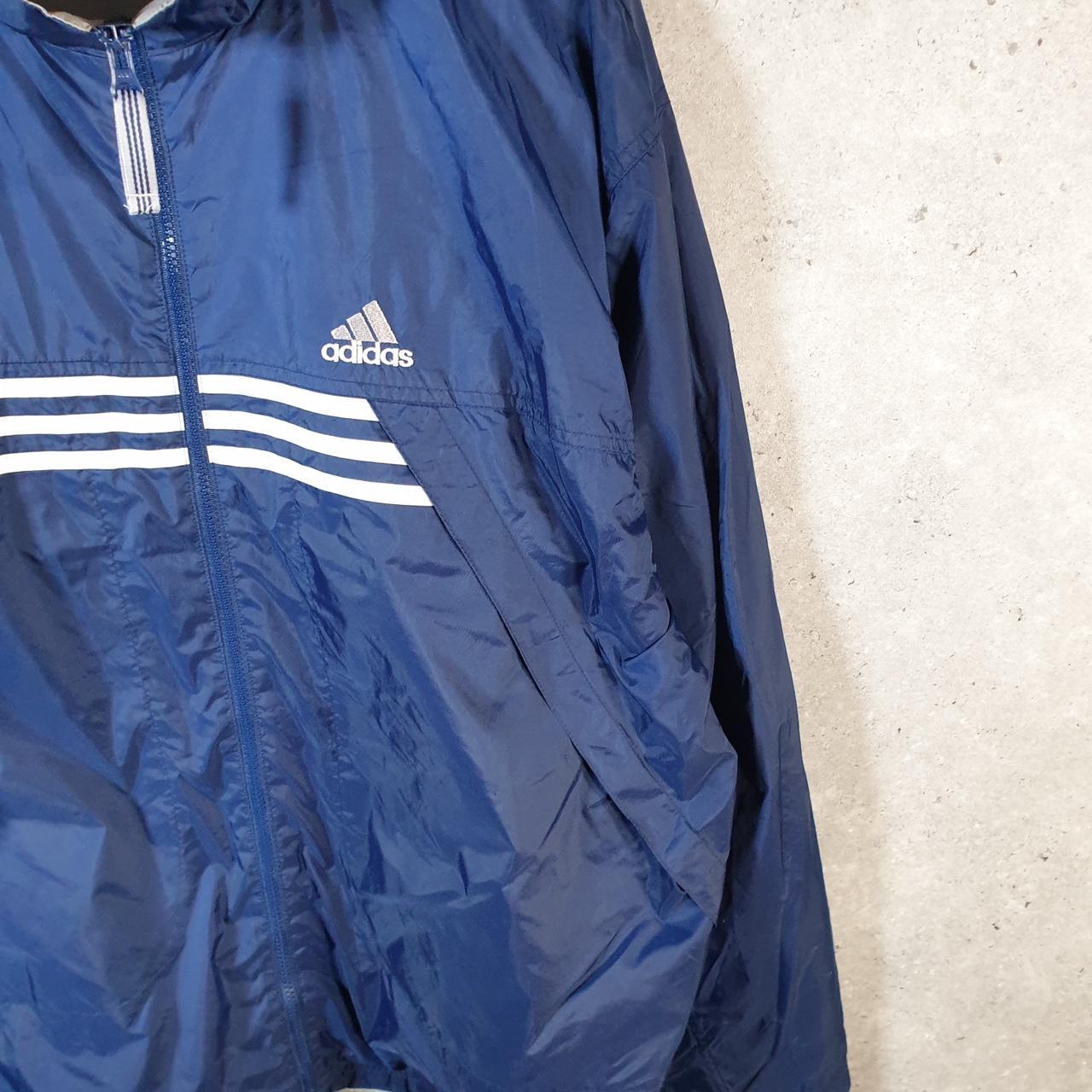 Vintage Adidas 90s Windbreaker Track Jacket Mens XL Navy Blue USA Three Stripes Full Zip