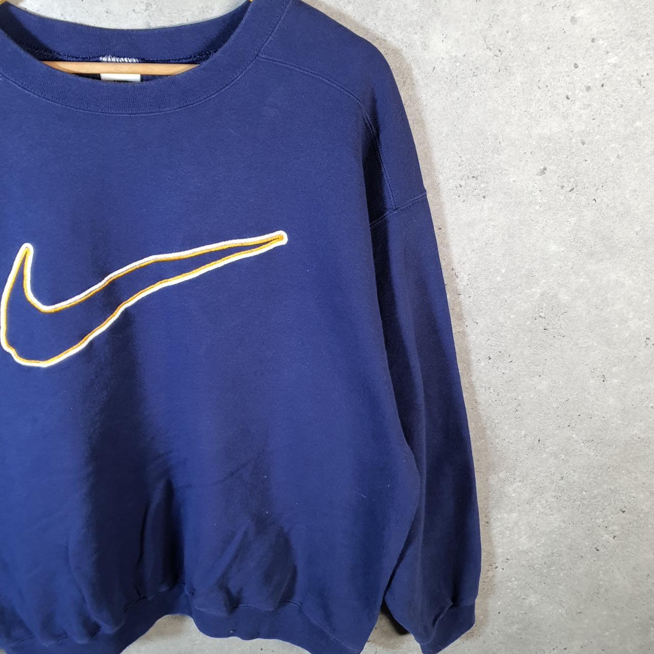 Vintage Nike 90s Embroidered Sweatshirt Men’s L Navy Blue Swoosh Y2K Pullover