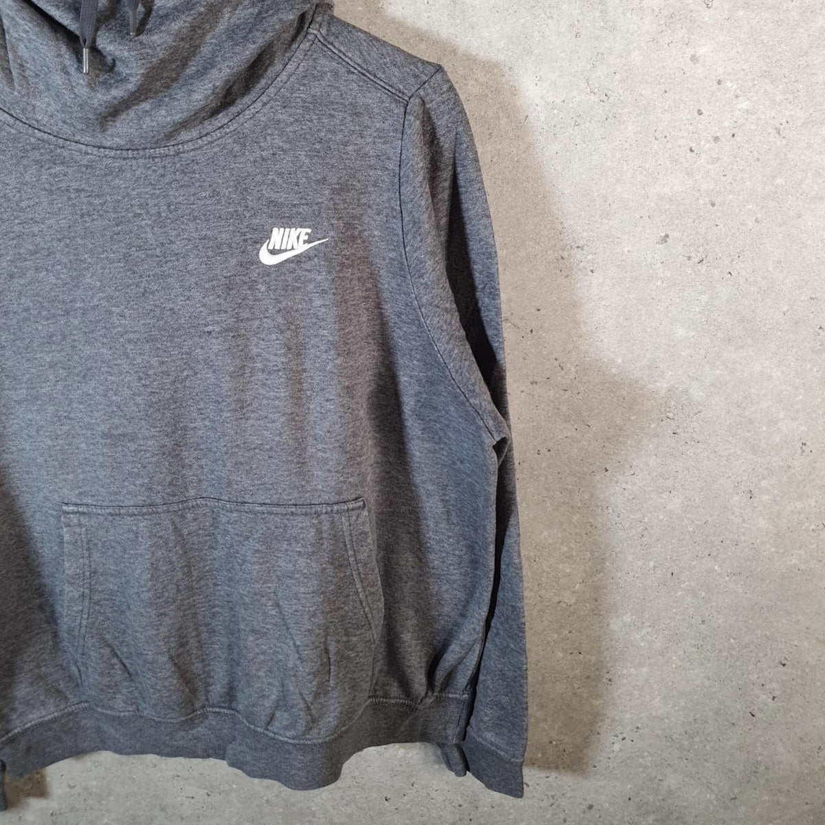 Vintage Nike Club Hoodie Womens Large Grey Swoosh Y2K Pullover Logo