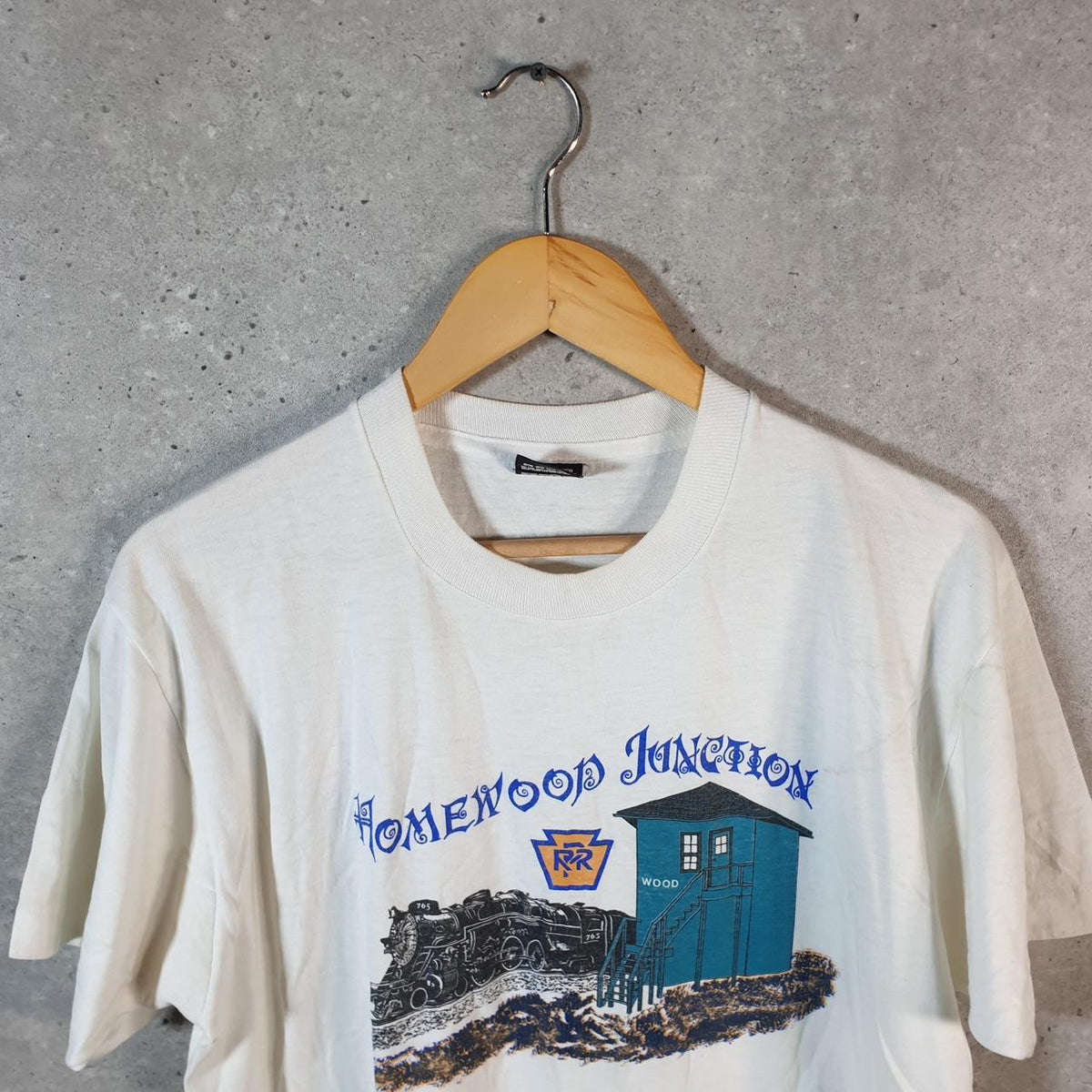 Vintage Best Fruit of the Loom Homewood Junction USA Single Stitch T Shirt Men’s Large White 2