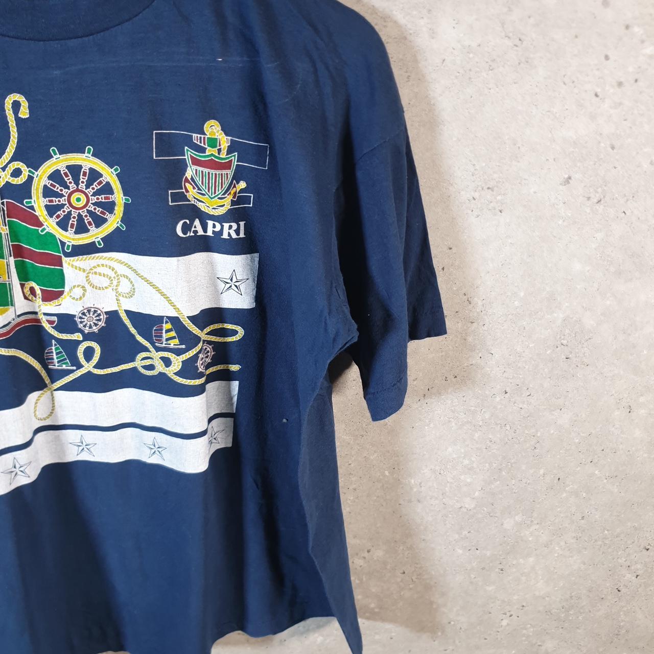 Vintage Task Force Capri Ship Sailing 90s USA Single Stitch T Shirt Men’s Medium Navy Blue