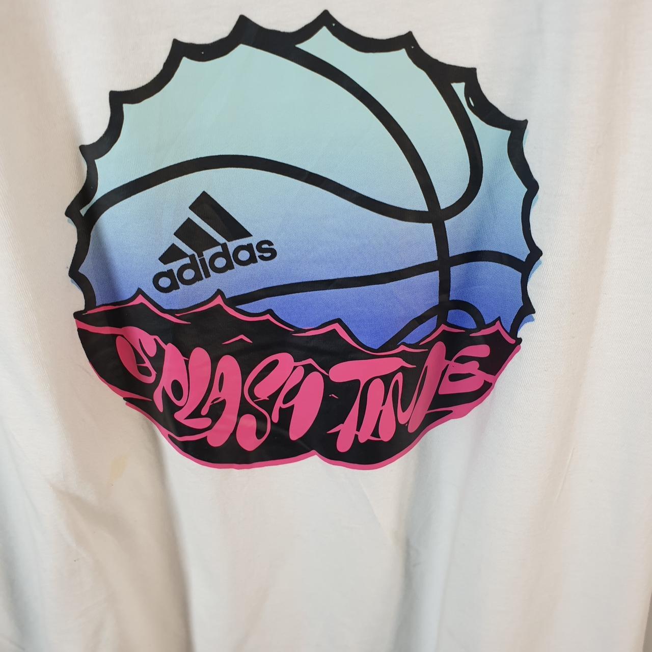 Vintage Adidas Splash Time T Shirt Men’s XL White Three Stripes Logo Athletic