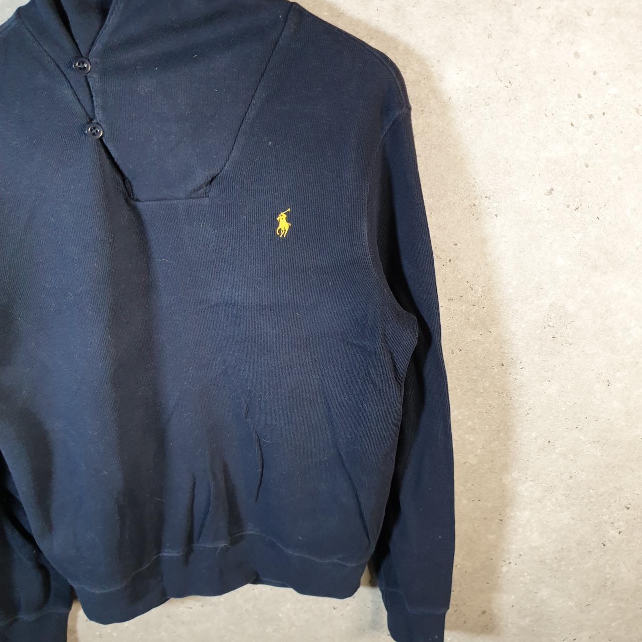 Vintage Ralph Lauren Polo 1/4 Button Sweatshirt Men’s  Medium Navy Blue Cotton Pullover Pony