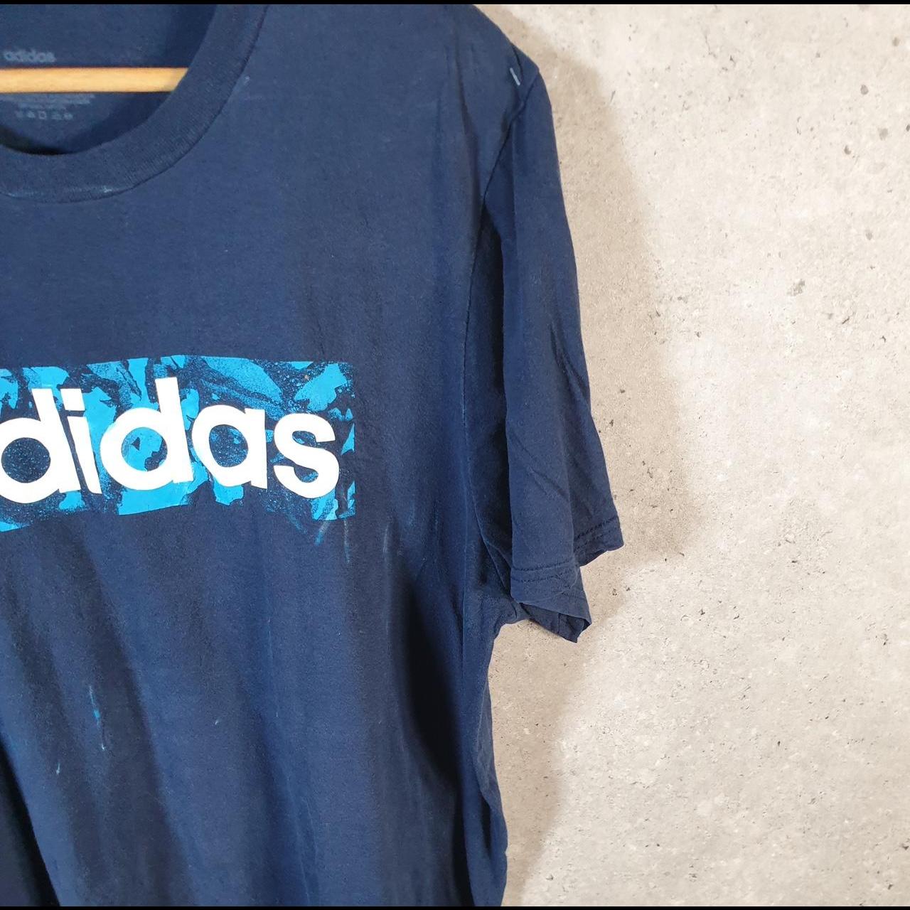 Vintage Adidas Spellout T Shirt Men’s XL Navy Blue Three Stripes Athletic