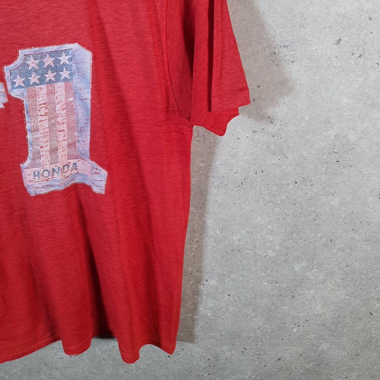 Vintage American Flag Honda 90s USA Single Stitch T Shirt Men’s Small Red