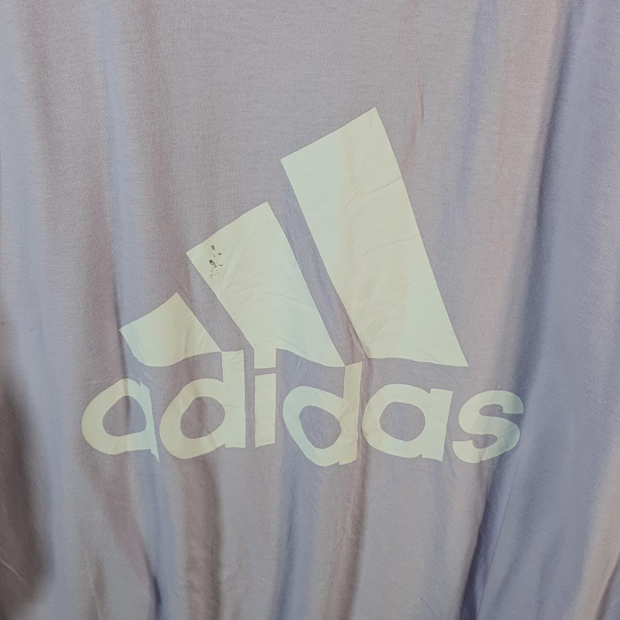Vintage Adidas Spellout Graphic T Shirt Mens XL lilac Three Stripes Logo Athletic