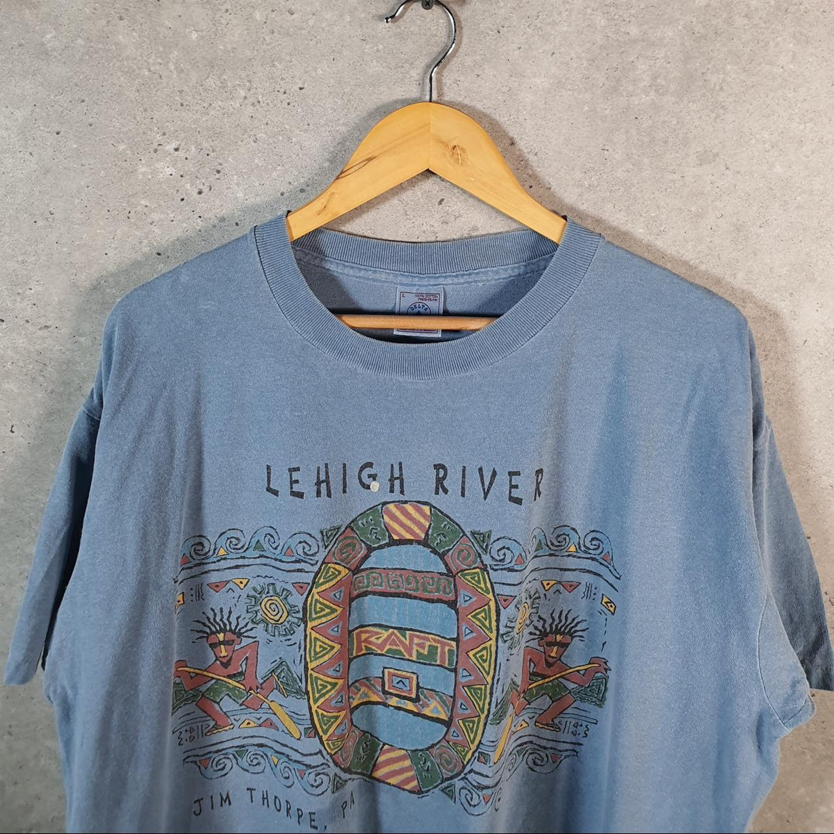Vintage Delta Lehigh River Jim Thorpe 90s USA Single Stitch T Shirt Men’s Large Blue