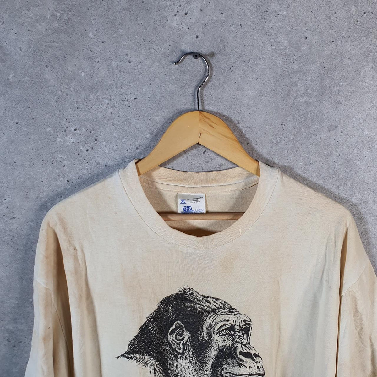 Vintage Human I Tees Gorilla 1990 Environmental USA Single Stitch T Shirt Men’s XL White