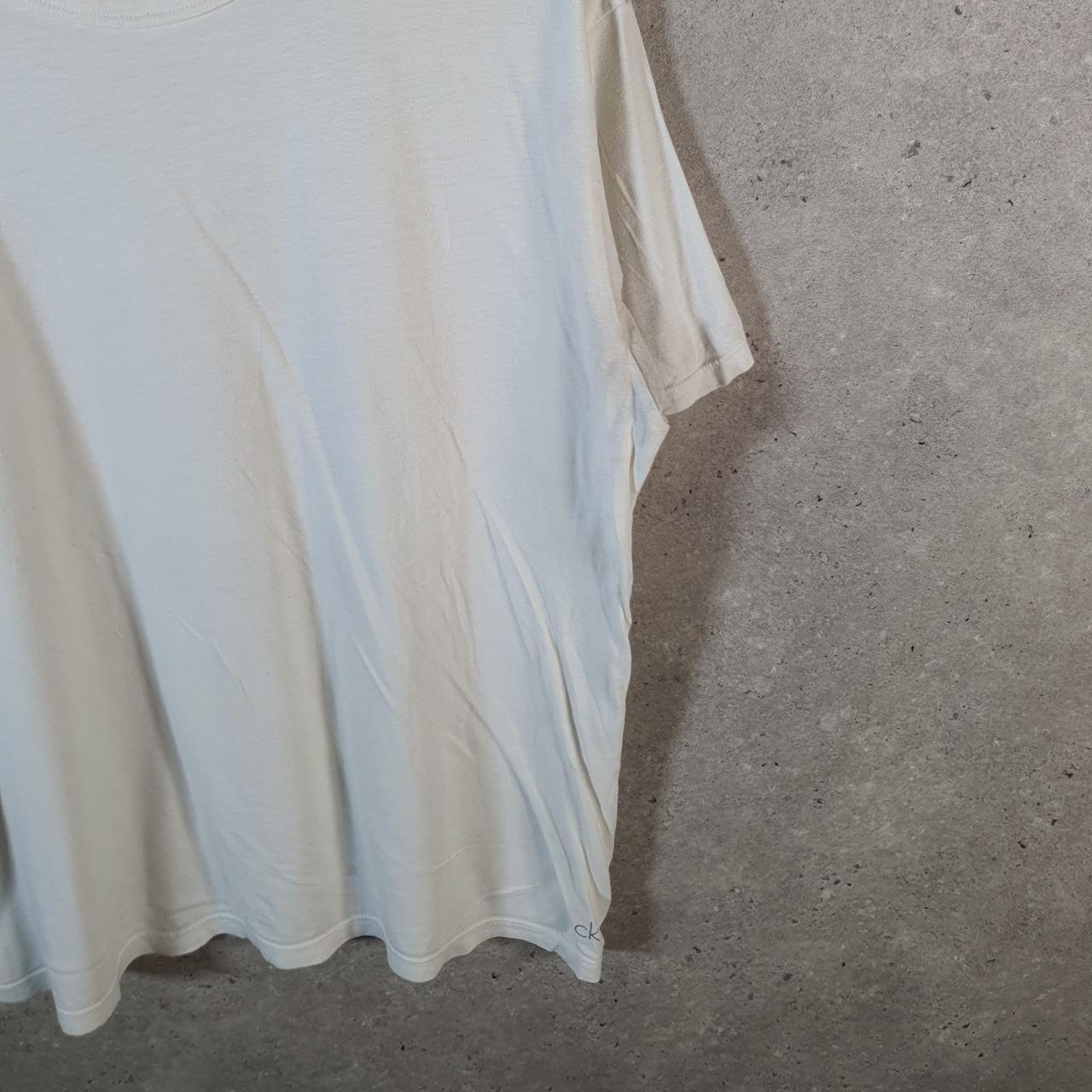 Vintage Calvin Klein Blank T Shirt Men’s Medium White Slim Fit Spellout Logo