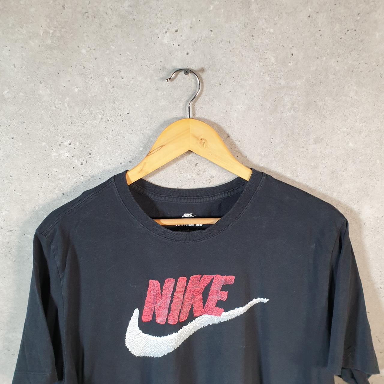 Vintage Nike T Shirt Men’s Large Black Printed Single Swoosh Logo Athletic C8281