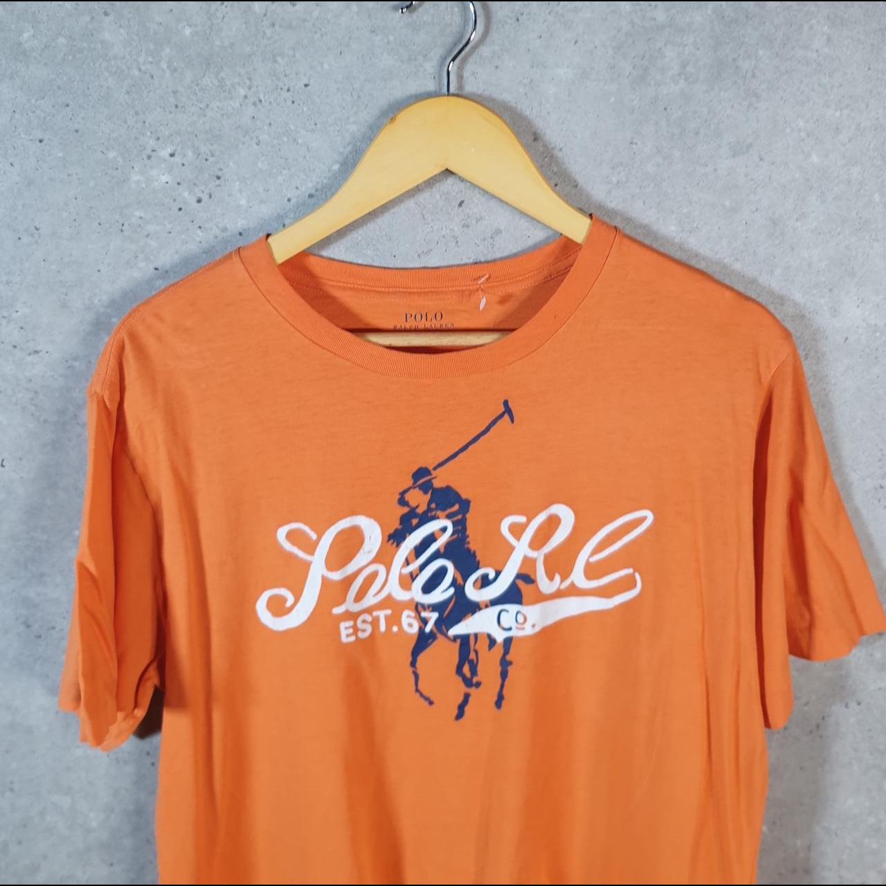 Vintage Ralph Lauren Polo T Shirt Men’s XL Orange Embroidered Classic Fit Pony C9039