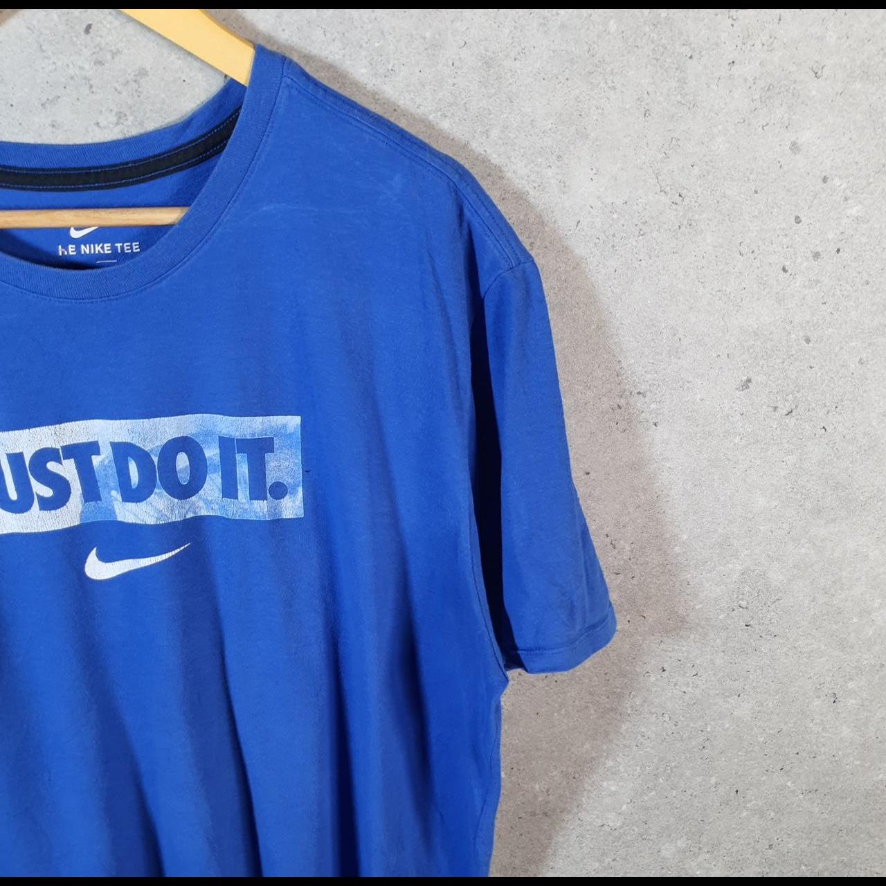 Vintage Nike Dri Fit Just Do It T Shirt Men’s XL Spellout Blue Swoosh Athletic