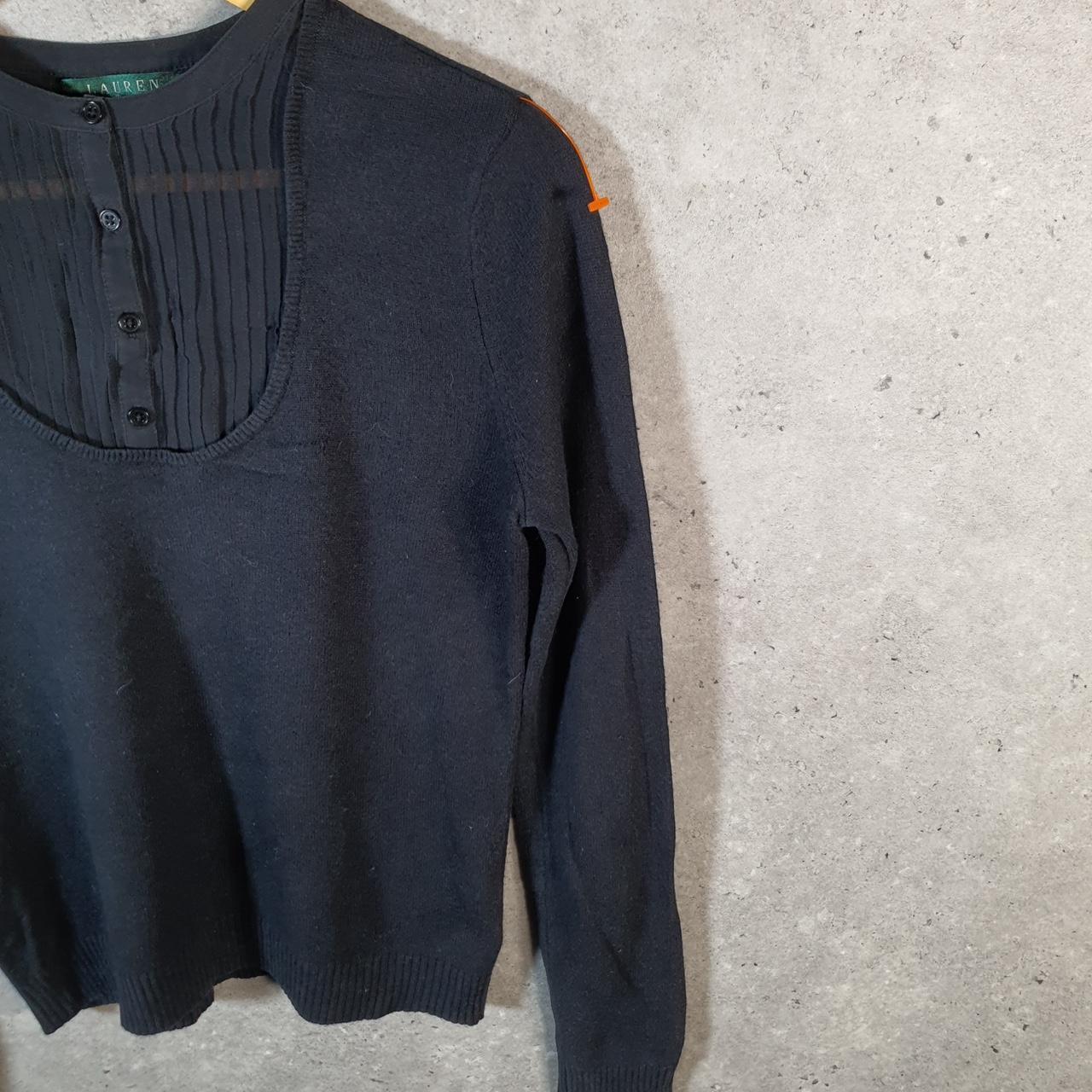 Vintage Ralph Lauren Polo Knit Sweater Womens Medium Black Cotton Pullover