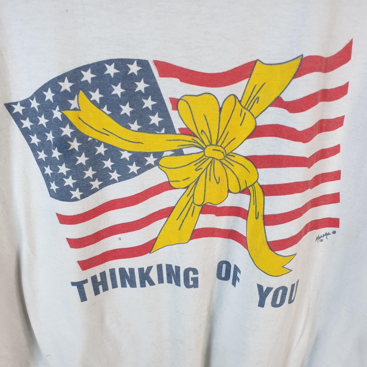 Vintage Screen Stars USA Gift Flag Thinking of You 90s USA Single Stitch T Shirt Men’s XL White