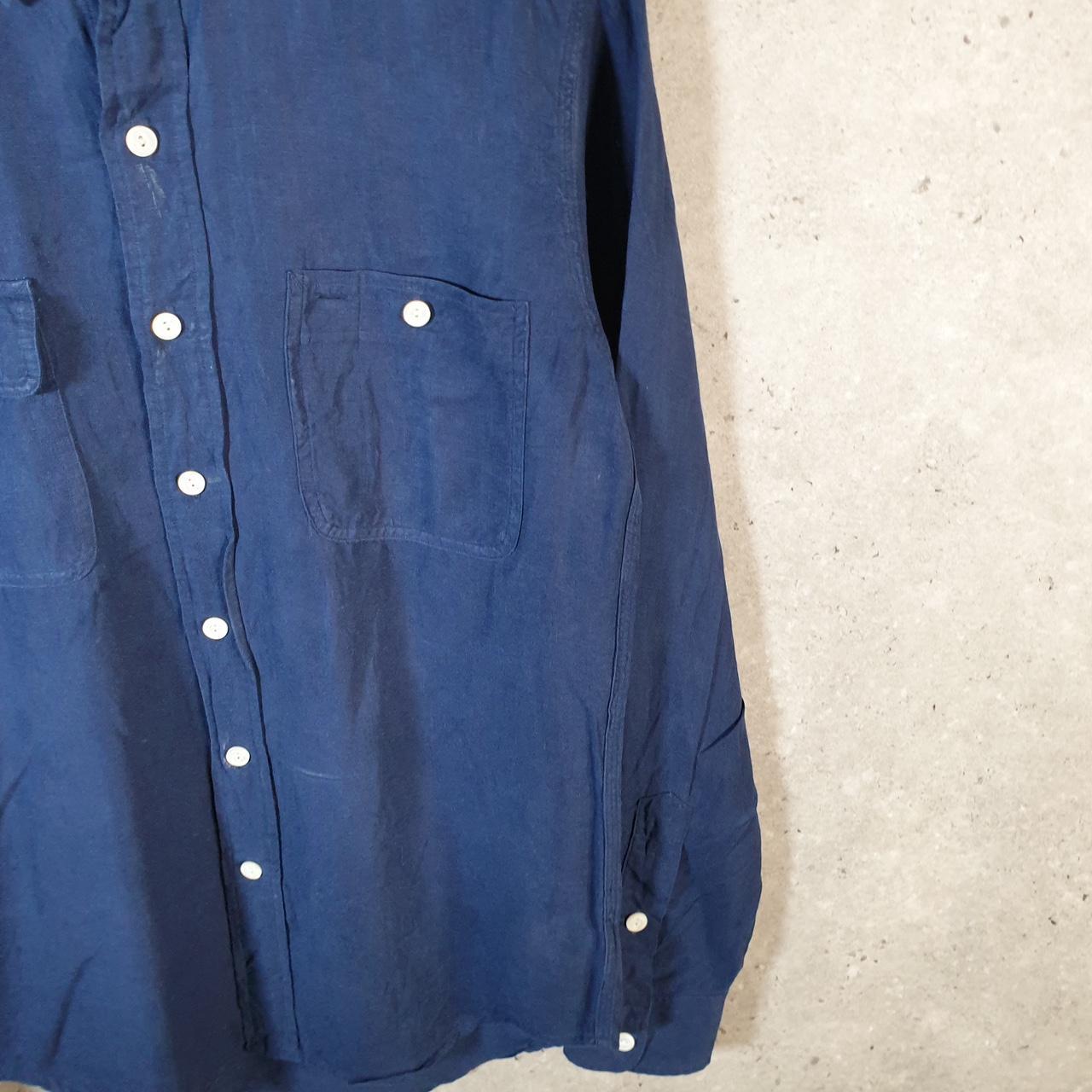 Vintage Ralph Lauren Button Down Shirt Men’s Small Navy Blue Custom Fit Cotton Pockets