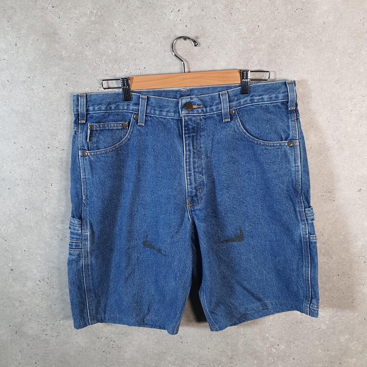 Vintage Carhartt Baggy Carpenter Shorts Jorts Cargo Men’s W36 Blue Relaxed Denim Fit Workwear Big Fish Vintage