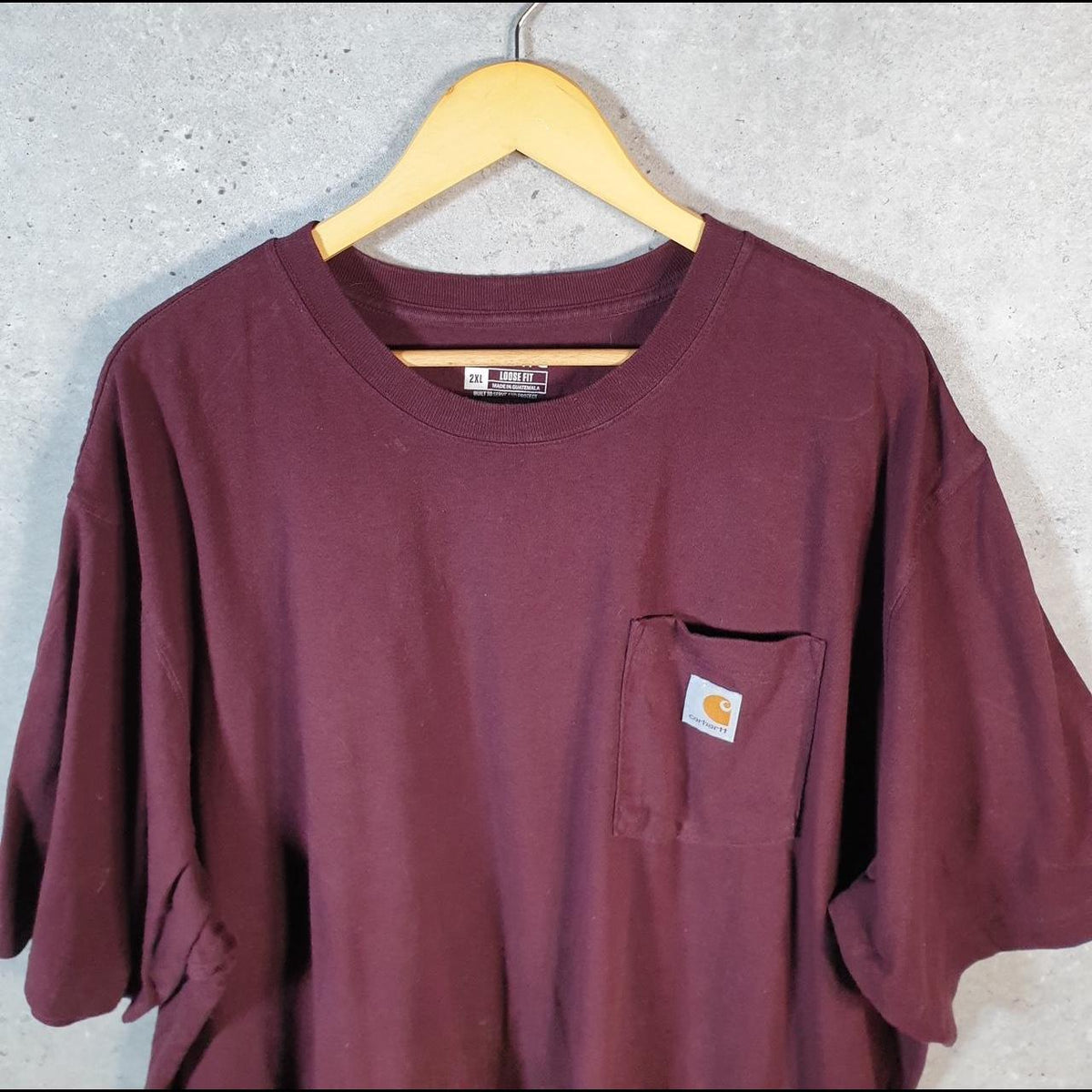 Vintage Carhartt Pocket T Shirt Men’s 2XL Burgundy Red Workwear Chore Utility Loose Fit C9316