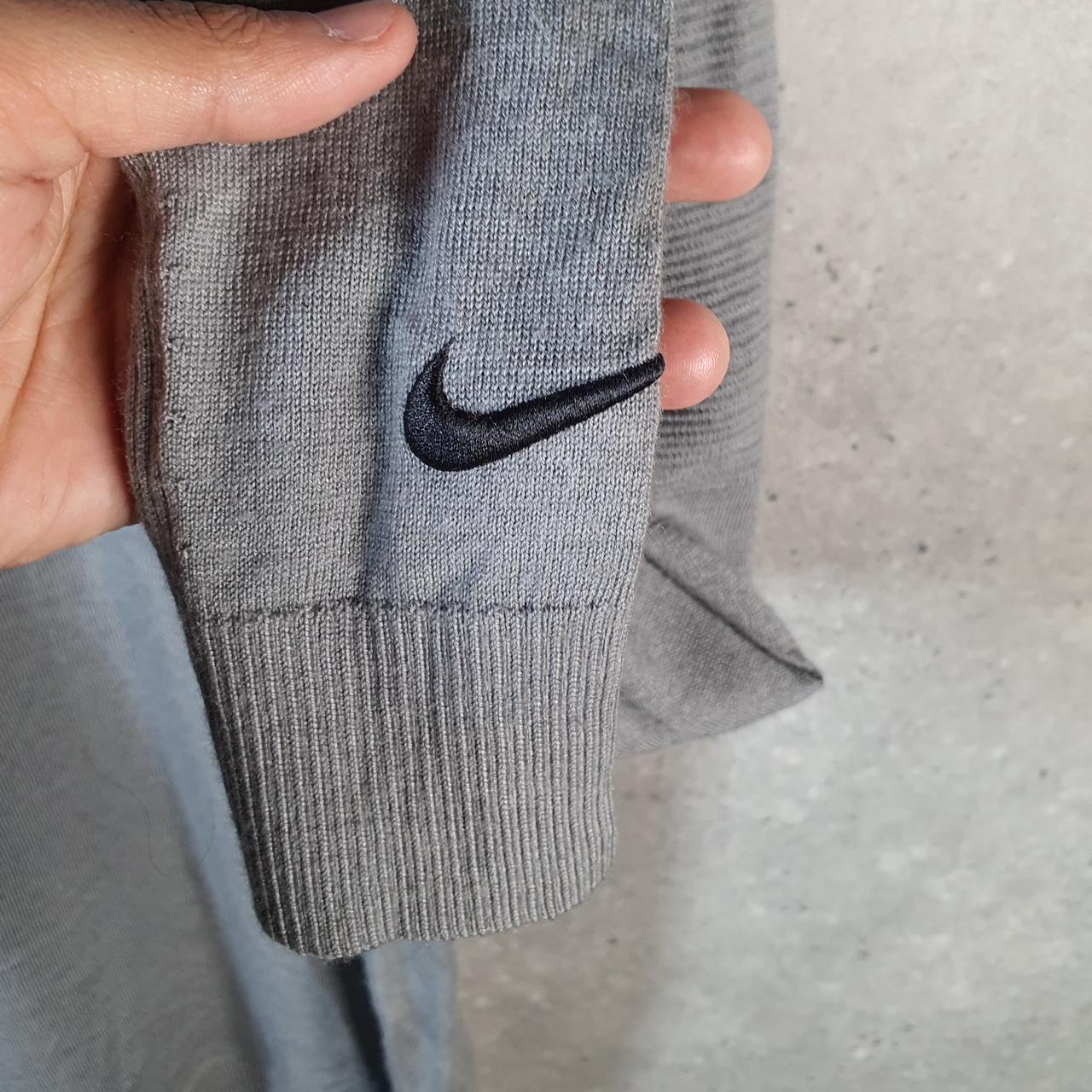 Vintage Nike Knit Wool Club Sweatshirt Mens Large Grey Swoosh Y2K Pullover Logo