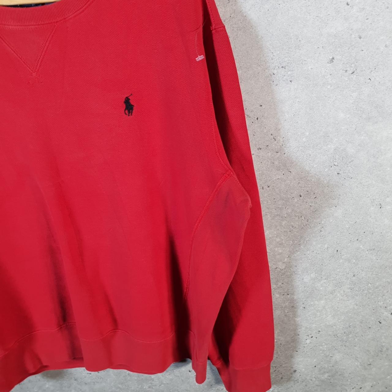 Vintage Ralph Lauren Polo Sweatshirt Men’s Large Red Boxy Baggy Cotton Pullover Pony