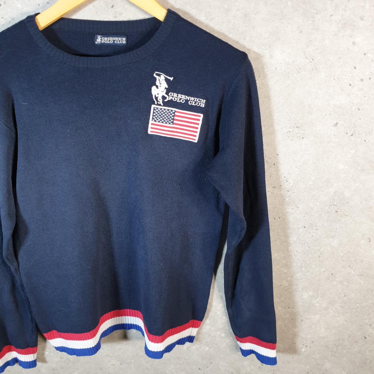 Vintage Greenwich Polo Club Knit Sweater Women’s M Navy Blue Y2K Pullover Casual