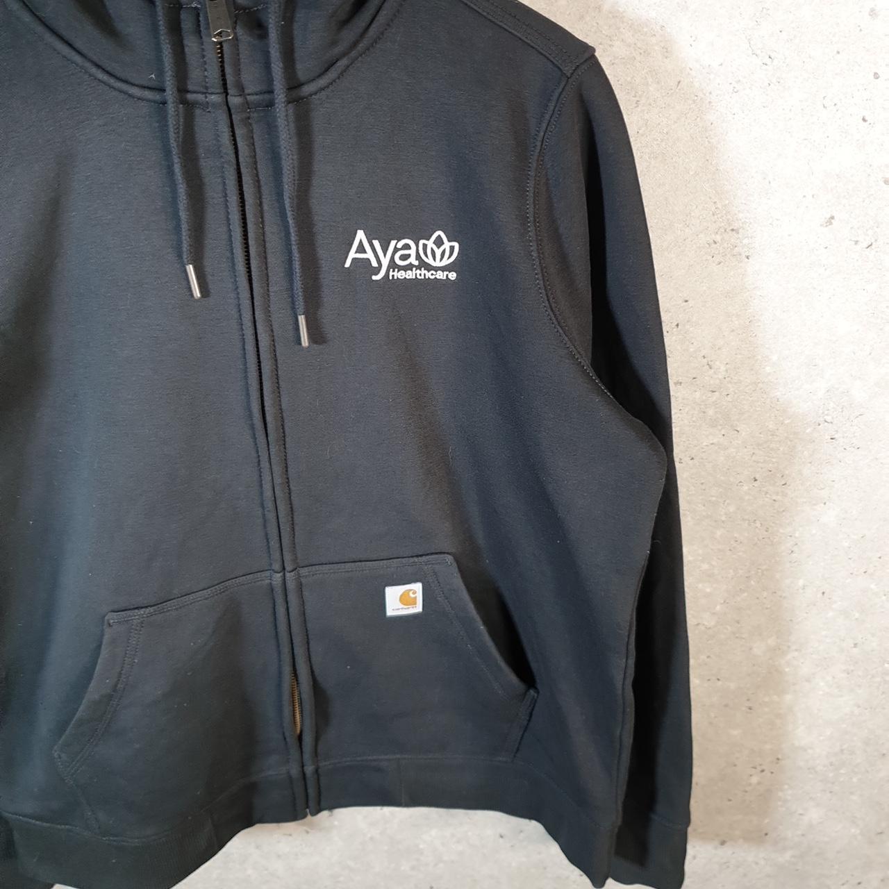 Vintage Carhartt Hoodie Womens Large Black Full Zip Sweatshirt USA Relaxed Fit