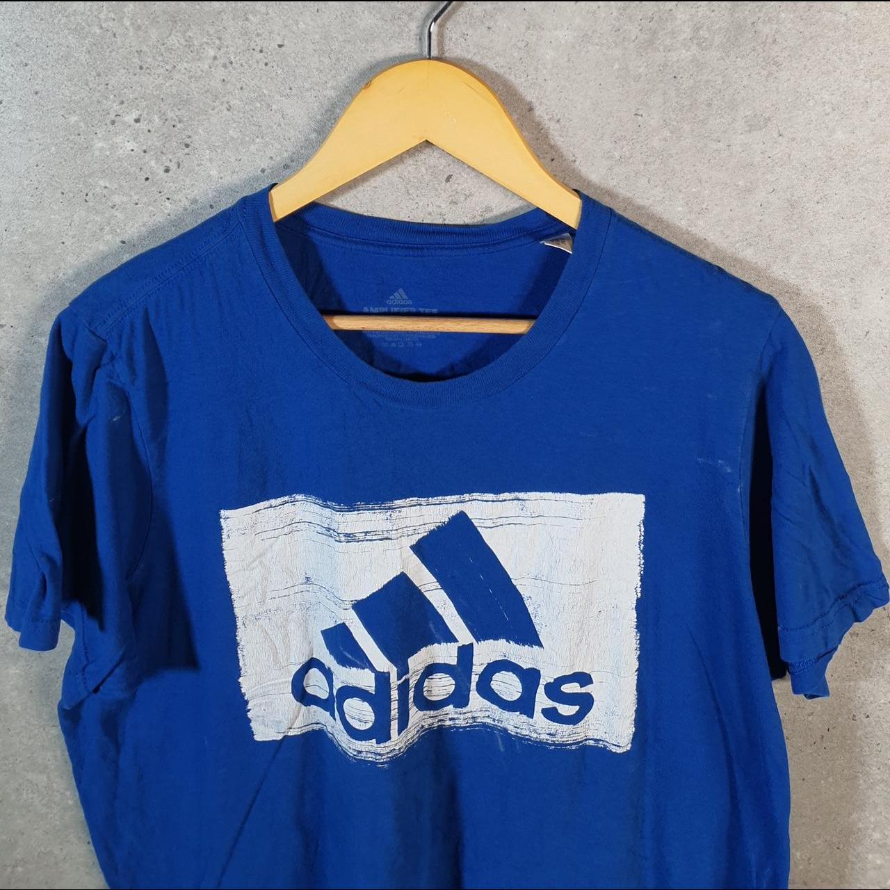 Vintage Adidas Amplifier T Shirt Shirt Men’s Large Blue Three Stripes Logo Athletic C9714