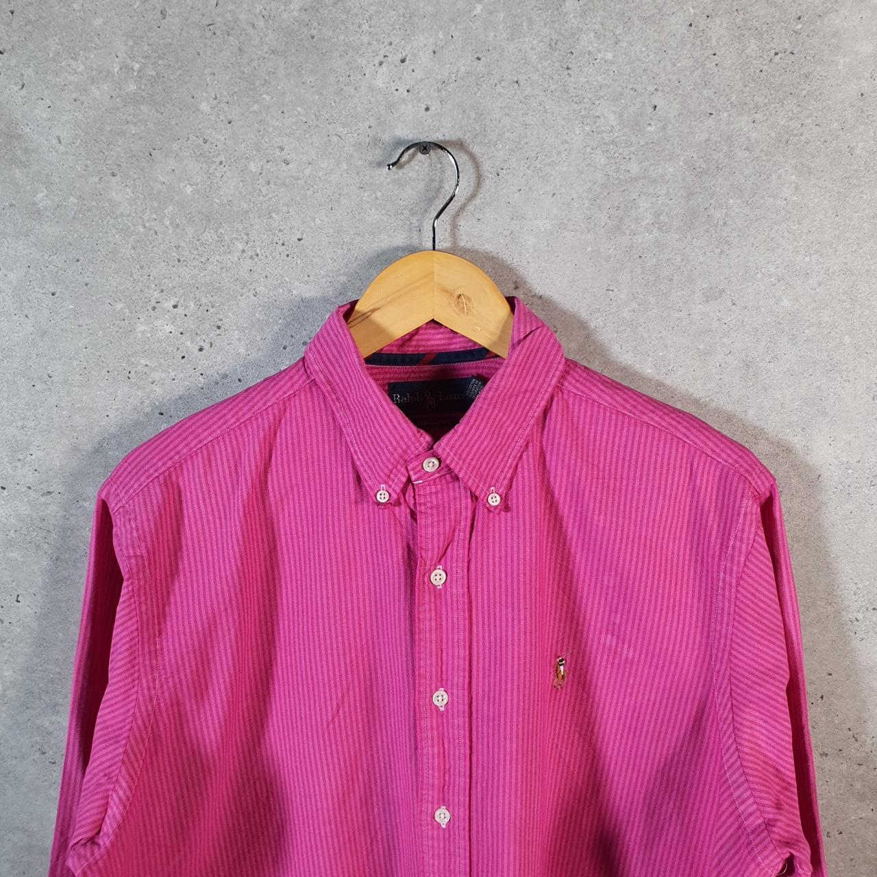 Vintage Ralph Lauren Button Down Shirt Men’s Large Pink Classic Cotton Pony Casual Big Fish Vintage