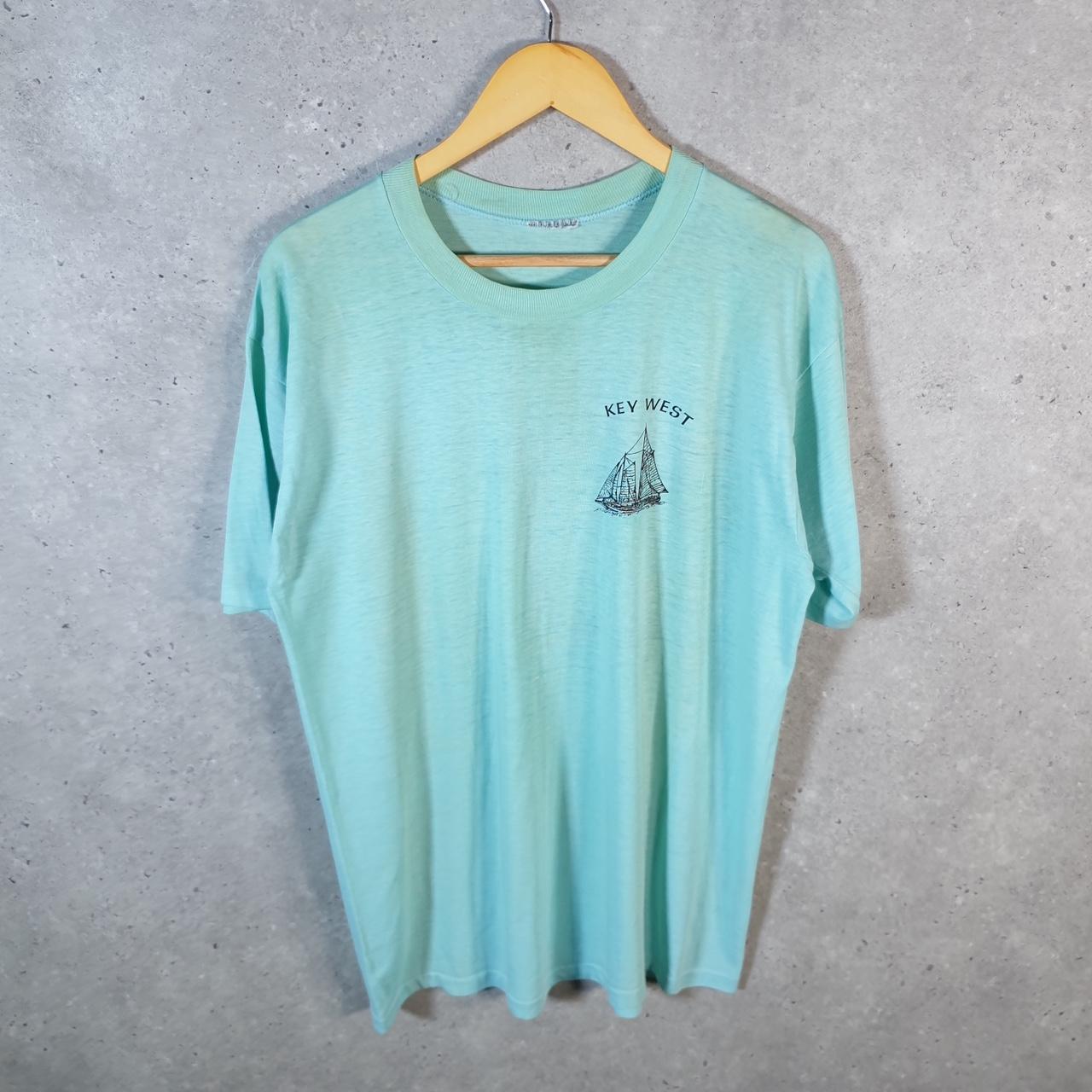 Vintage Key West Sailing Surfing USA Single Stitch T Shirt Men’s Large Blue