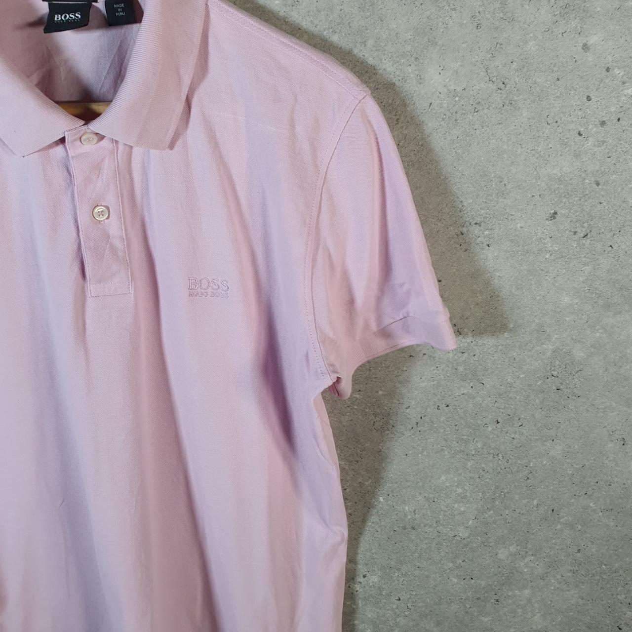 Vintage Hugo Boss Polo Shirt Men’s Large Pink Embroidered Logo Casual