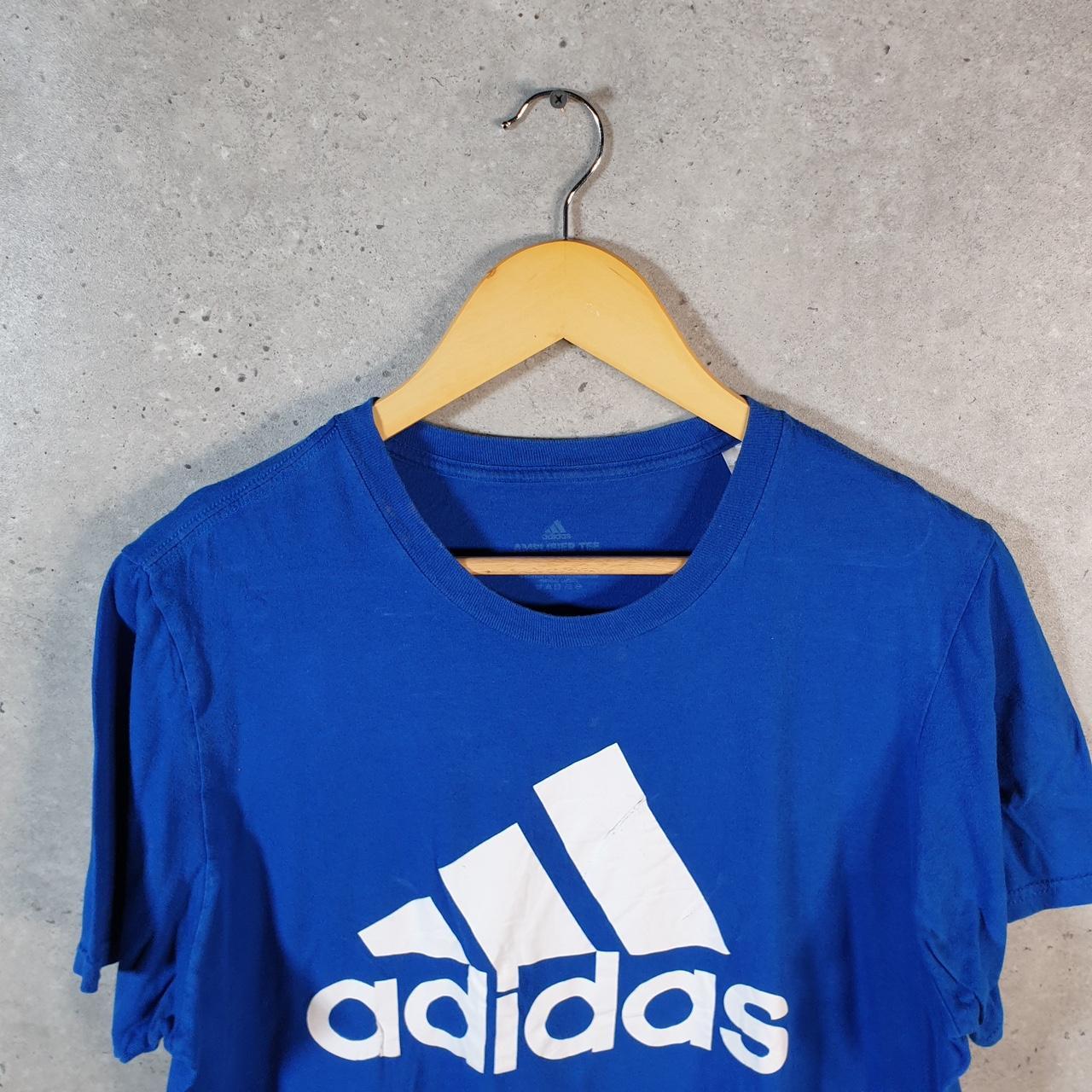 Vintage Adidas Amplifier T Shirt Shirt Men’s Large Blue Three Stripes Logo Athletic C9787
