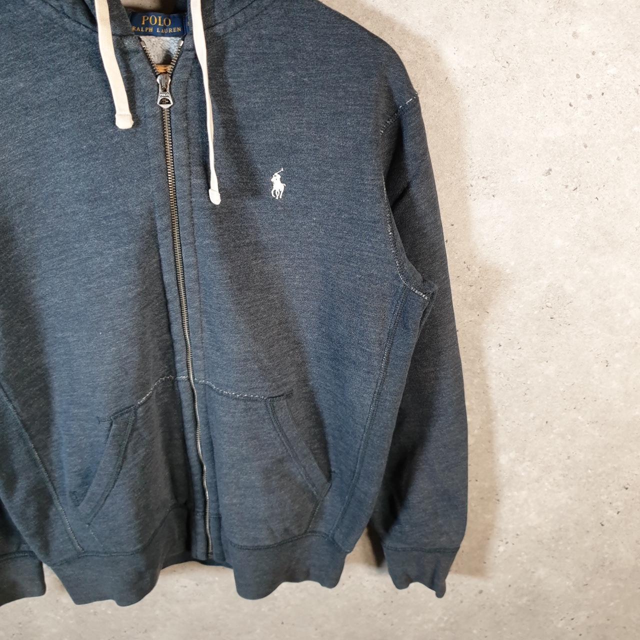 Vintage Ralph Lauren Polo Heavyweight Hoodie Men’s Medium Grey Cotton Full Zip Pony