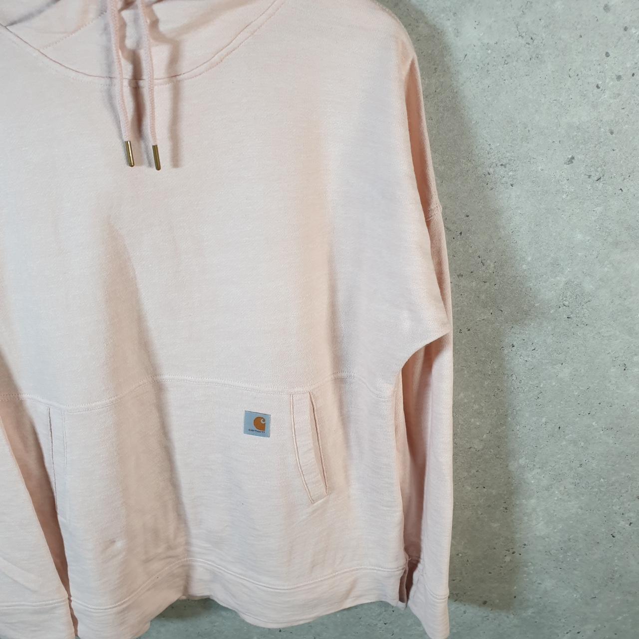 Vintage Carhartt Hoodie Womens Medium Pink Pullover Blank Sweatshirt USA Relaxed Fit