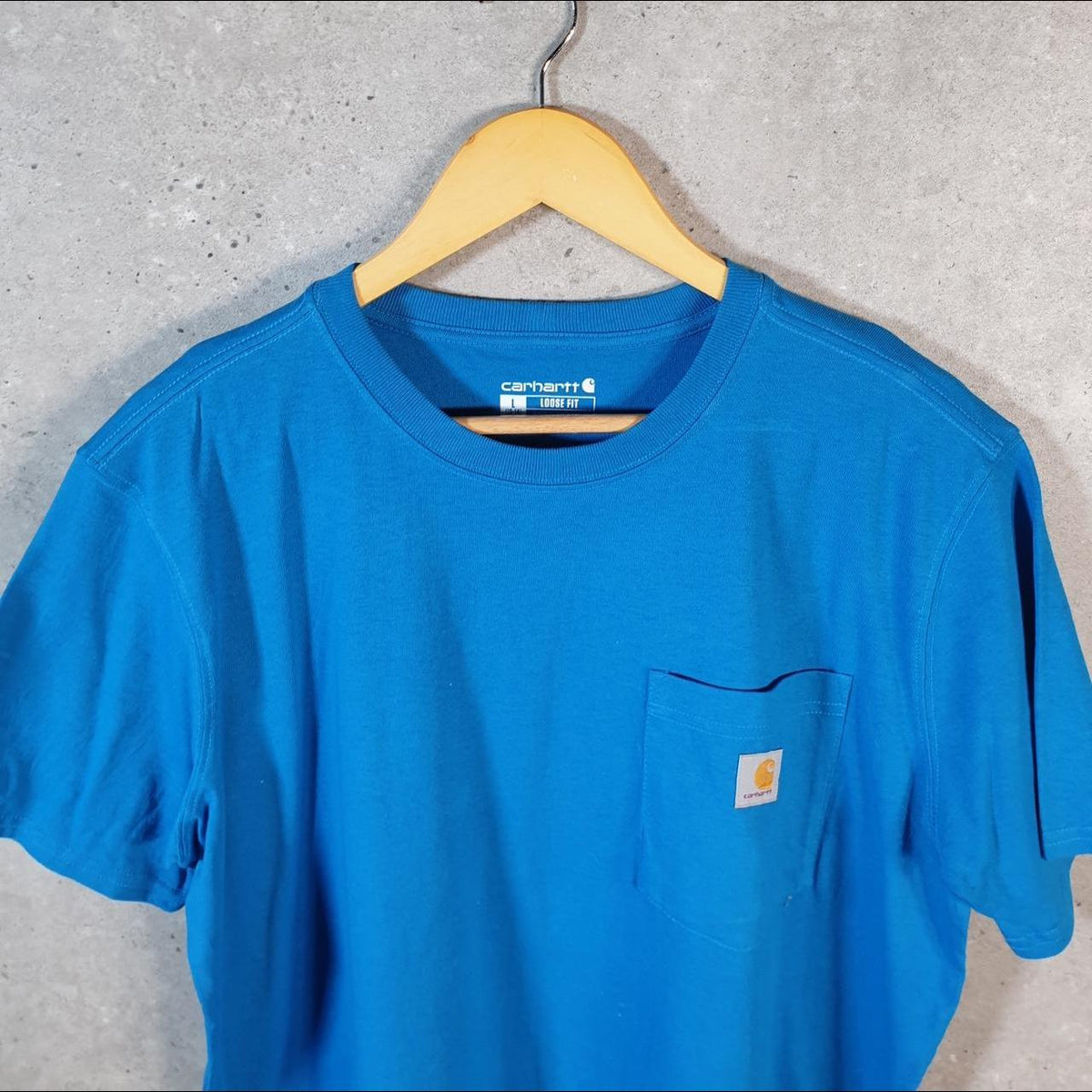 Vintage Carhartt Pocket T Shirt Women’s Large Blue Workwear Chore Utility Loose Fit C9203
