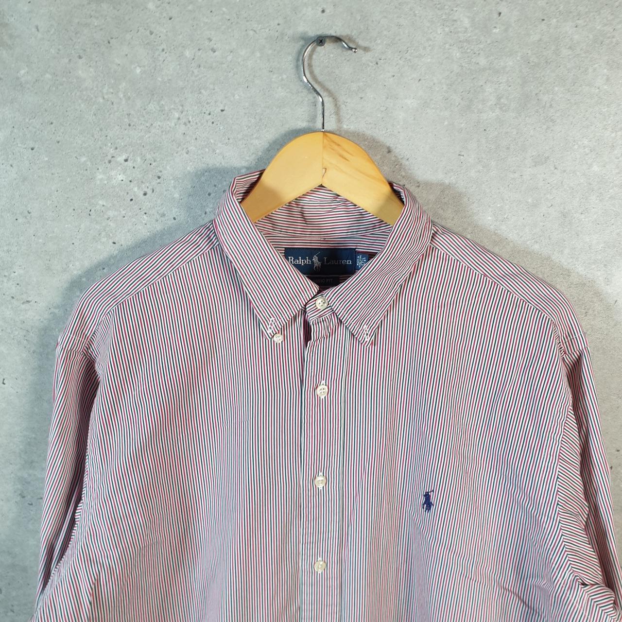 Vintage Ralph Lauren Button Down Shirt Men’s Large Pink Striped Classic Fit Pony Cotton Big Fish Vintage