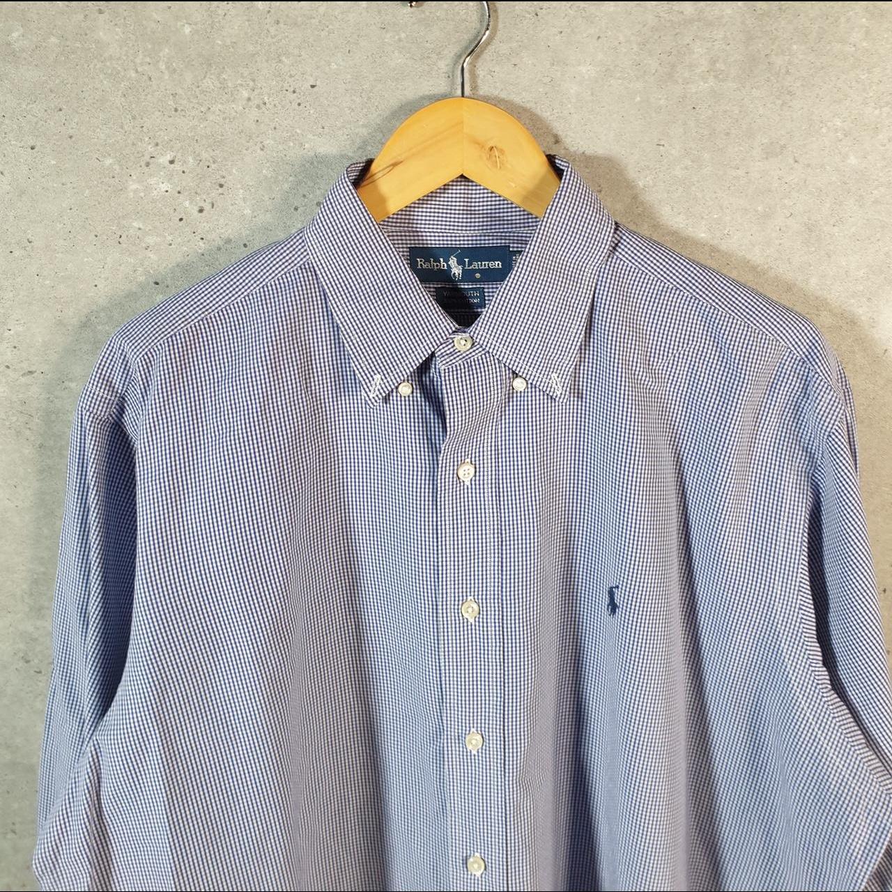 Vintage Ralph Lauren Button Down Shirt Men’s XL Blue Checkered Yarmouth Pony Casual C8079